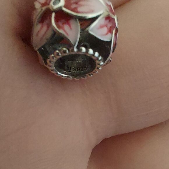 925 Sterling Silver Blooming Flower Charm - Picture 5 of 5